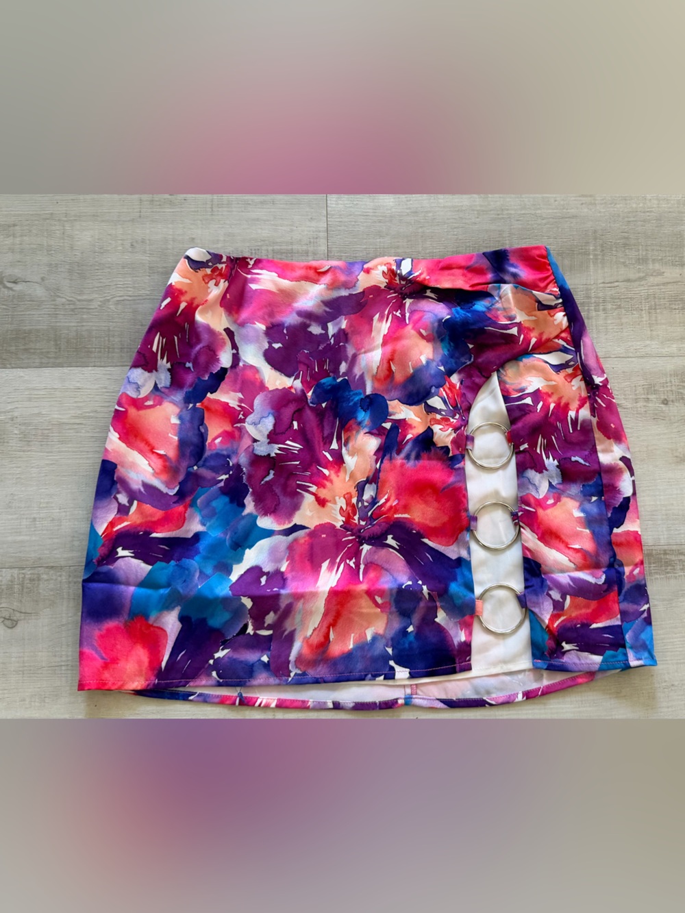 For Love & Lemons Pink and Purple Watercolor Floral mini skirt set - Picture 6 of 9